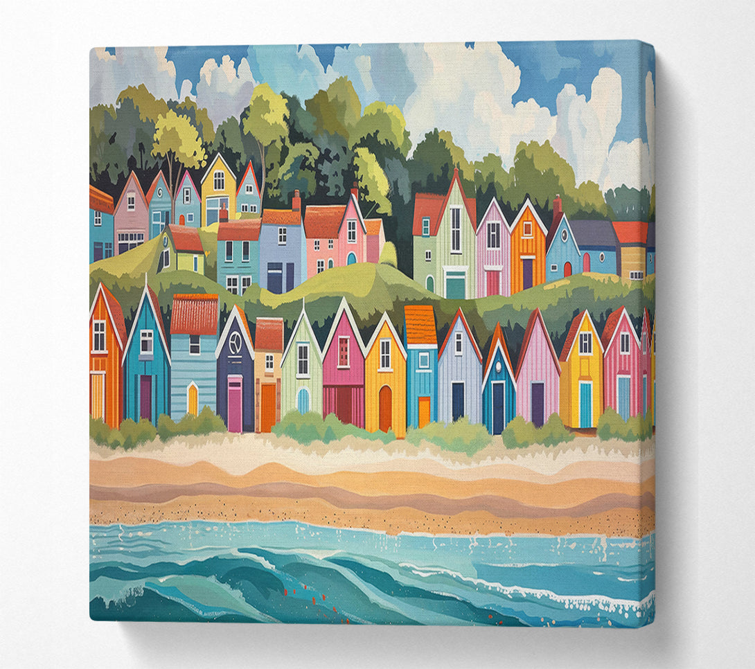  A Canvas Print of Blue Beach Houses Canvas Print