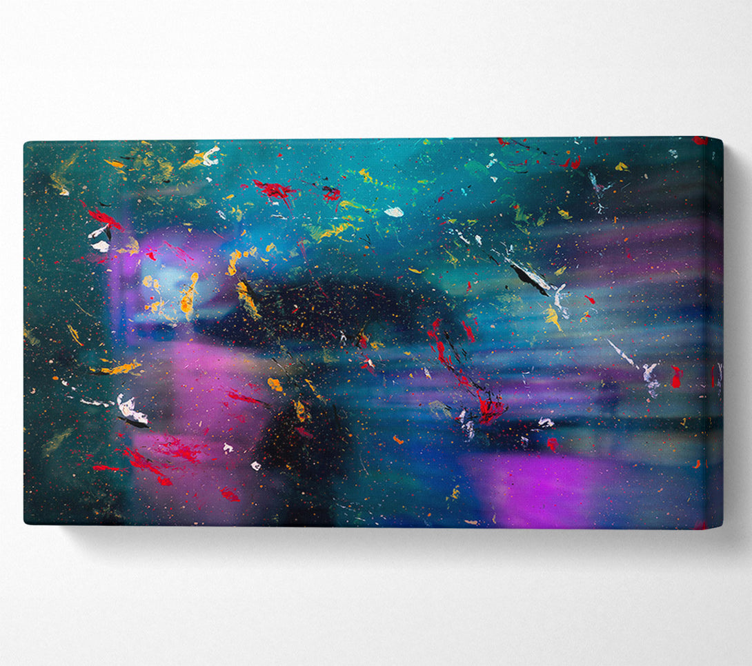  A Canvas Print of Teal Cosmic Splashes Canvas Print