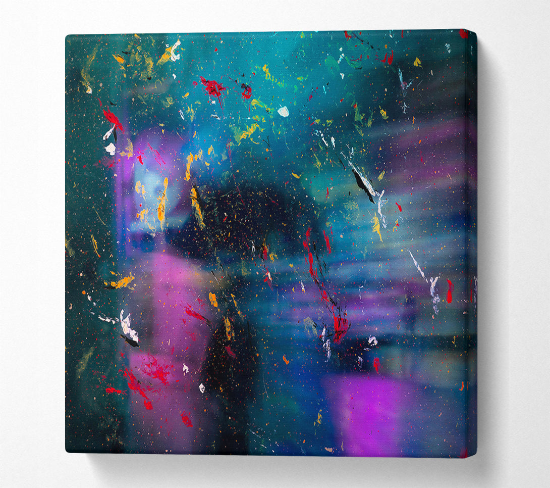  A Canvas Print of Teal Cosmic Splashes Canvas Print