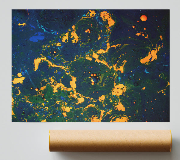 Amber Swirls Of Blue Print