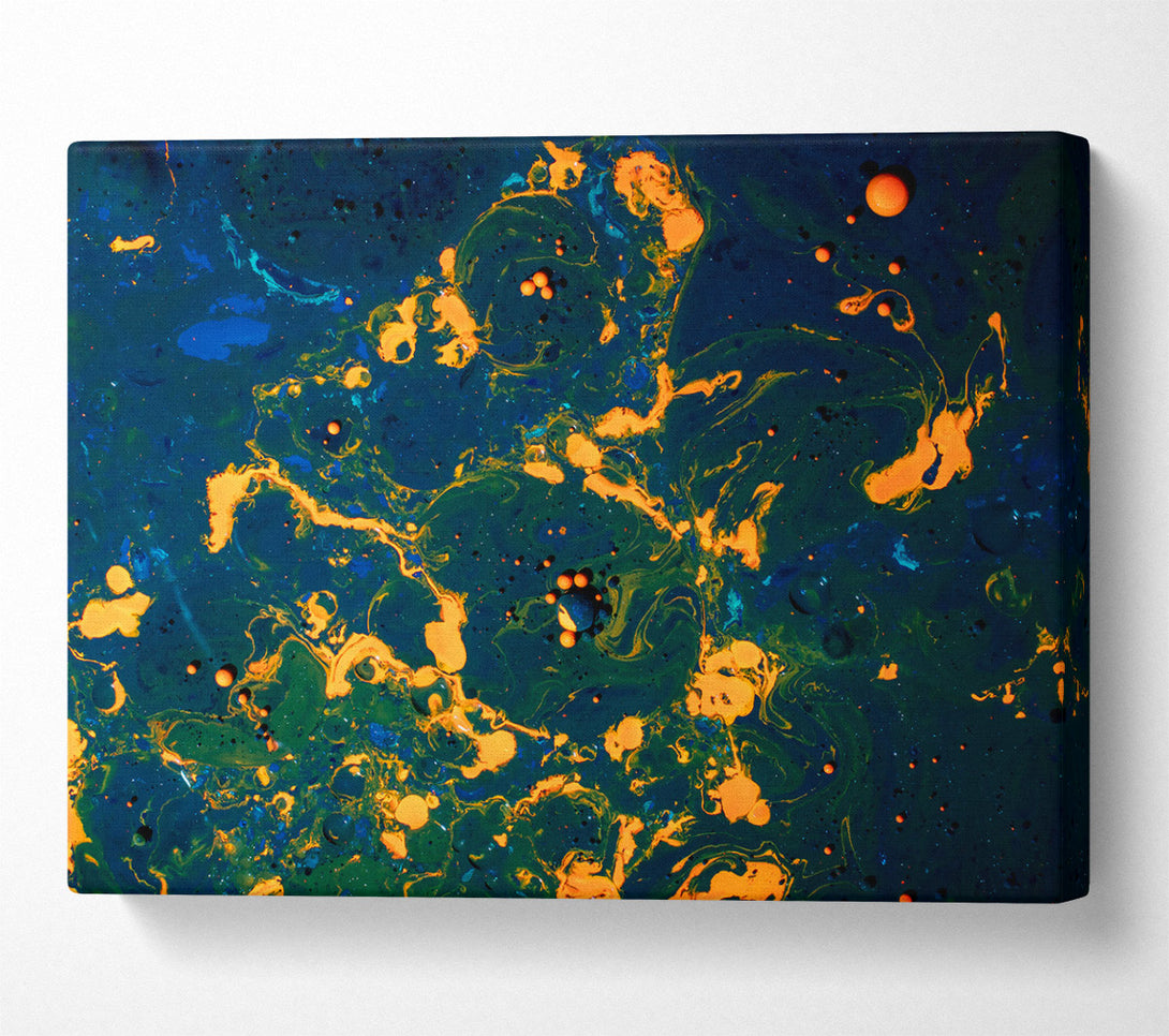  A Canvas Print of Amber Swirls Of Blue Canvas Print