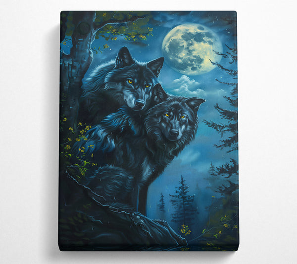  A Canvas Print of Blue Night Wolves Canvas Art