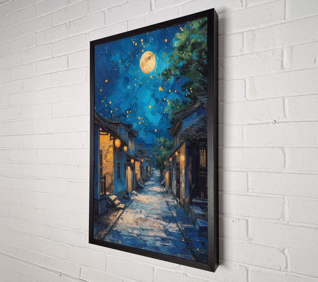  A Canvas Print of Azure Moonlit Alleyway Canvas Art