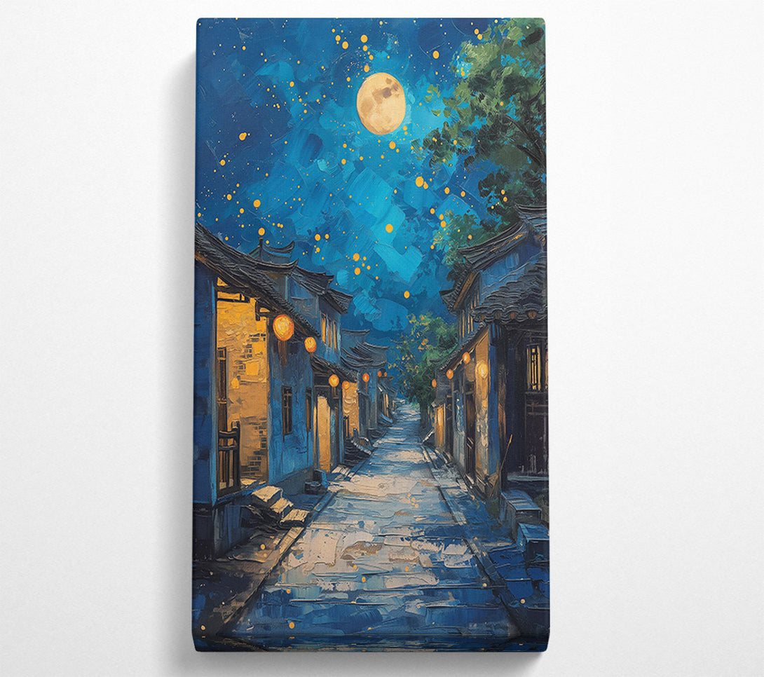  A Canvas Print of Azure Moonlit Alleyway Canvas Art