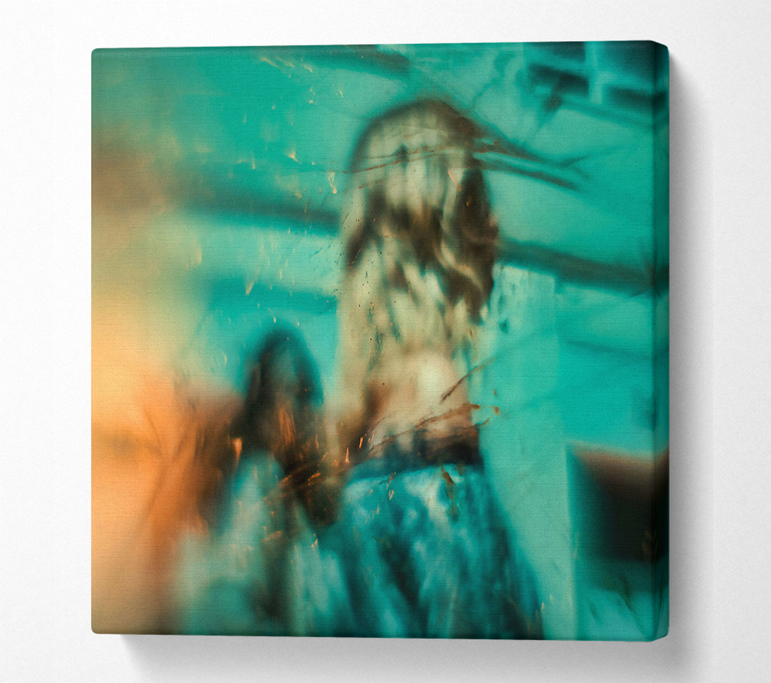  A Canvas Print of Turquoise Through Glass Canvas Print