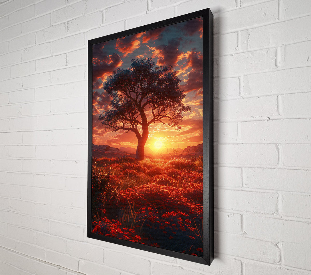 A Canvas Print of Orange Sunset Silhouette Canvas Art