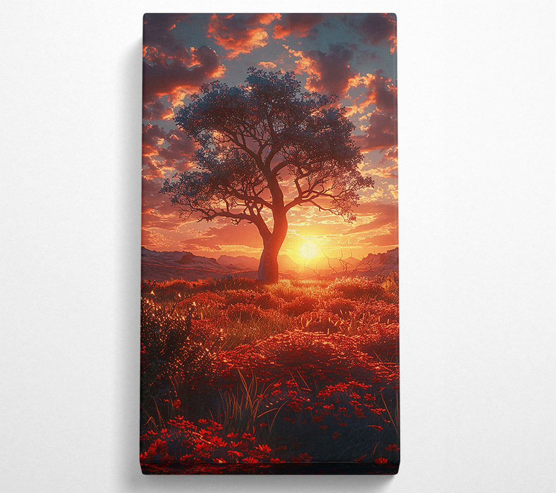  A Canvas Print of Orange Sunset Silhouette Canvas Art