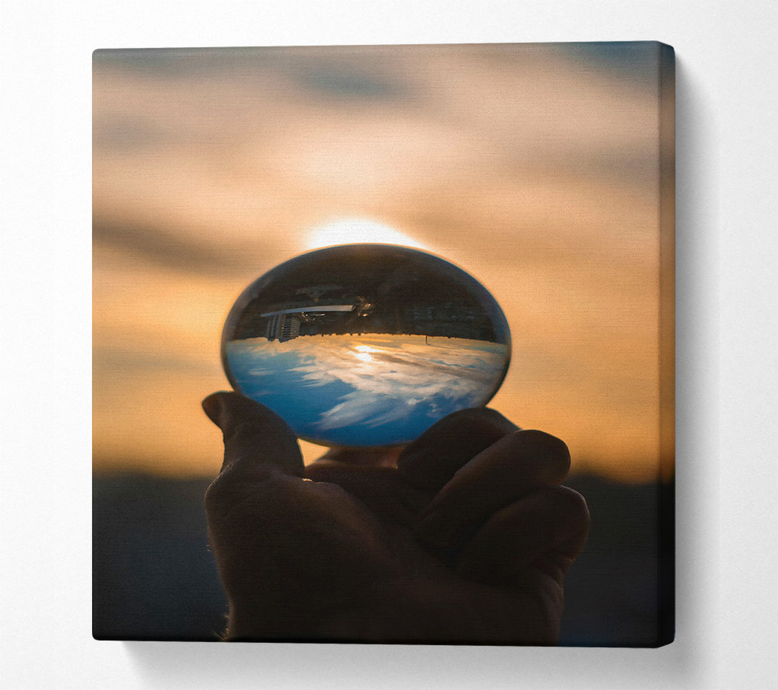  A Canvas Print of Golden Sunset Sphere Canvas Wall Art