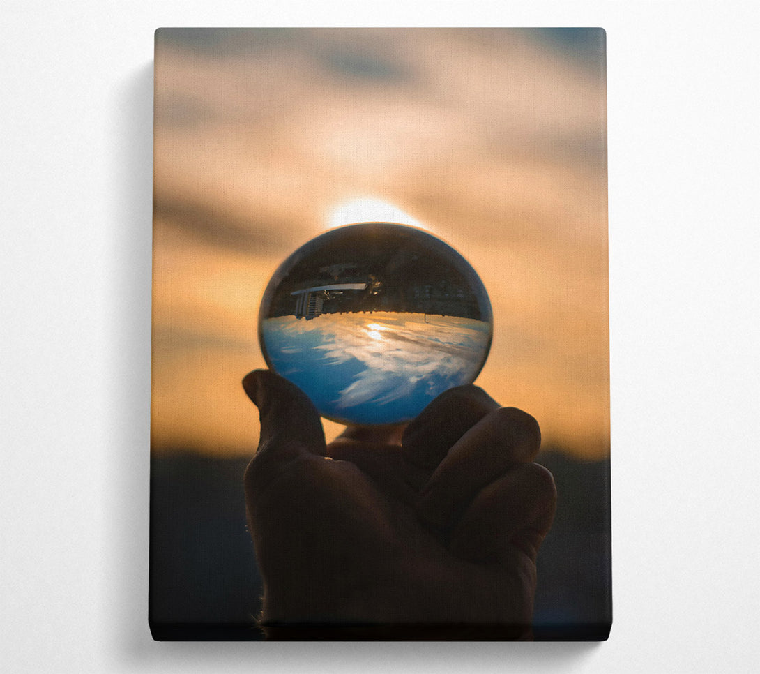  A Canvas Print of Golden Sunset Sphere Canvas Wall Art