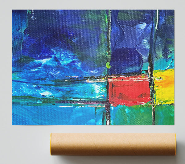 Blue Canvas Strokes Giclee Print