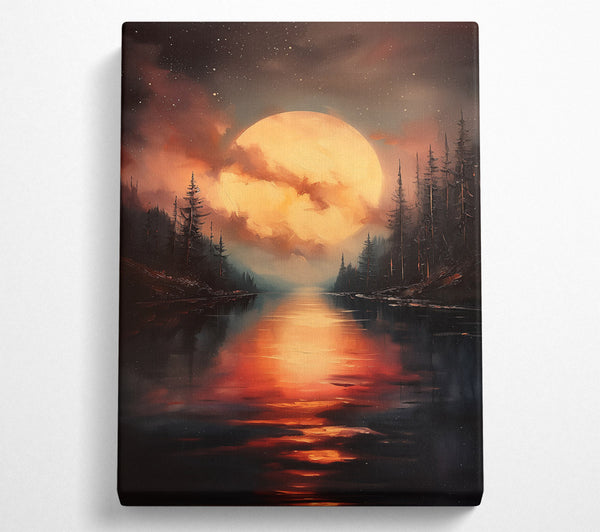  A Canvas Print of Golden Lake Reflections Canvas Art