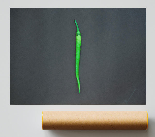 Green Pepper On Black Giclee Print