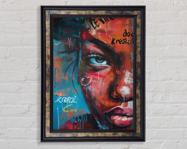 Close Up Face Urban Framed Print