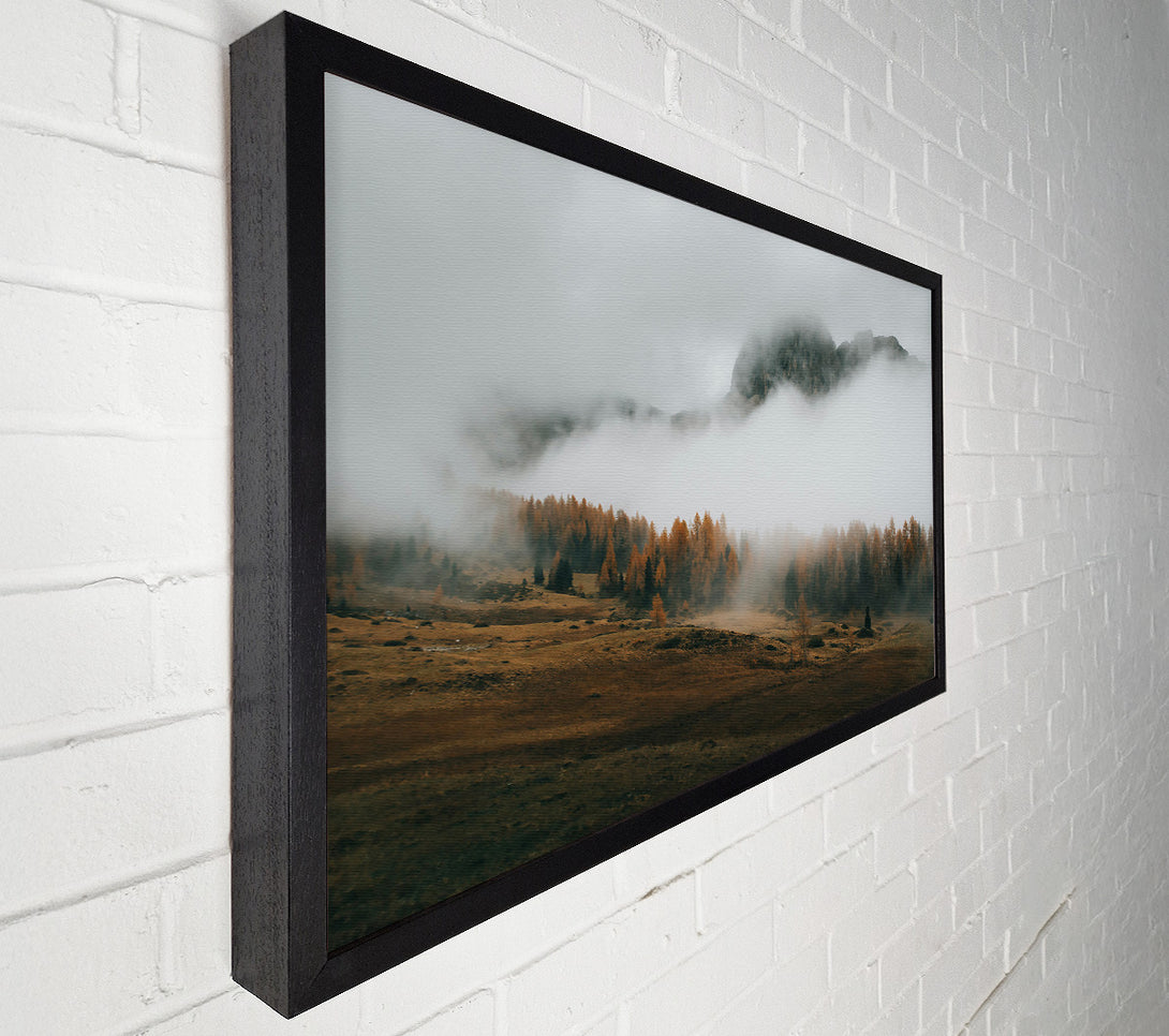  A Canvas Print of Golden Foggy Mountainside Canvas Wall Art