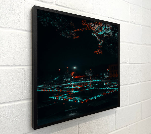 Aqua Illuminated Cityscape