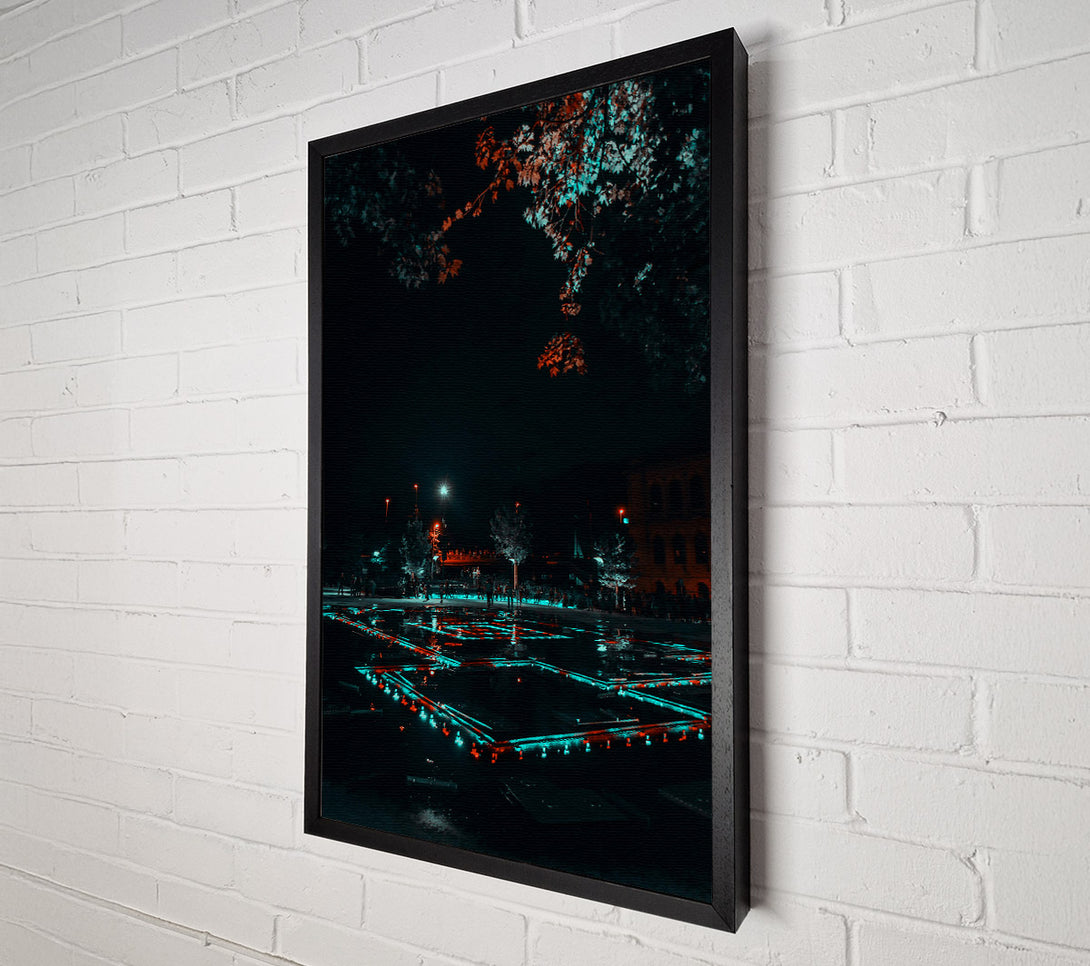  A Canvas Print of Aqua Illuminated Cityscape Canvas Print