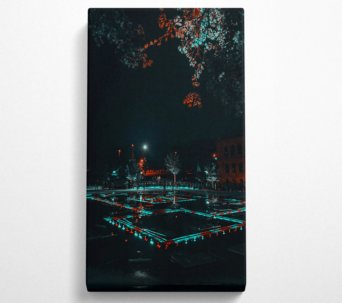  A Canvas Print of Aqua Illuminated Cityscape Canvas Print