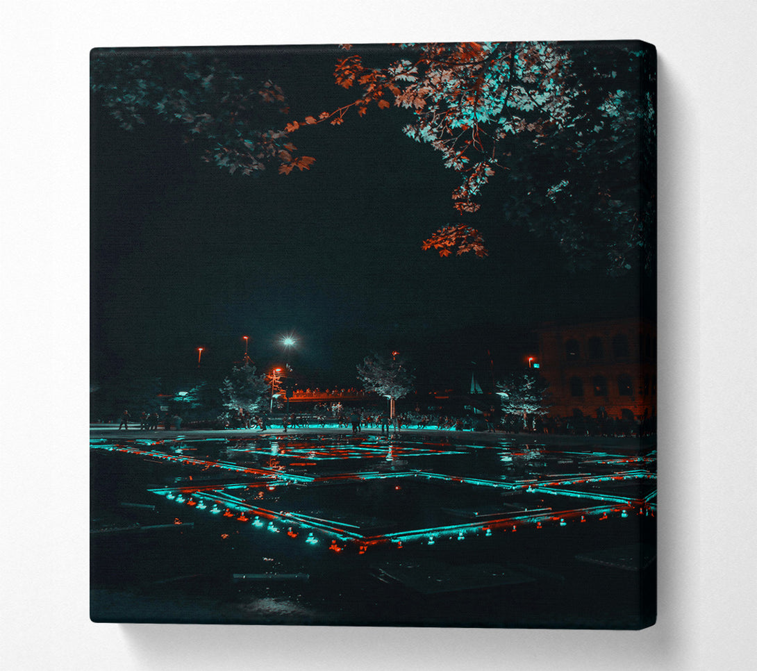  A Canvas Print of Aqua Illuminated Cityscape Canvas Print