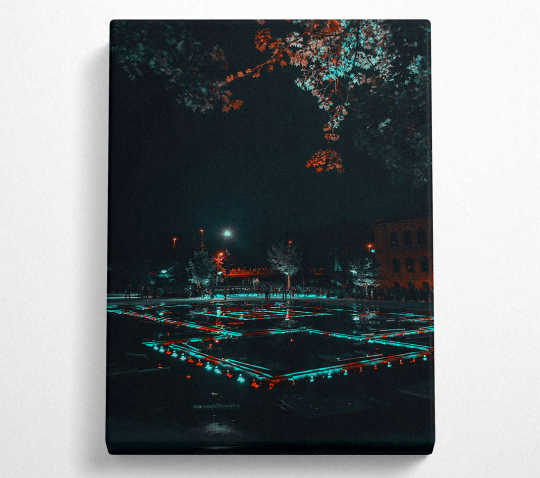 A Canvas Print of Aqua Illuminated Cityscape Canvas Print