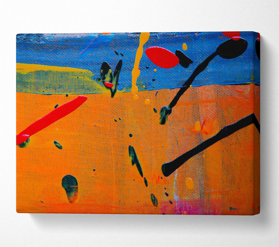  A Canvas Print of Orange Abstract Splashes Canvas Wall Art
