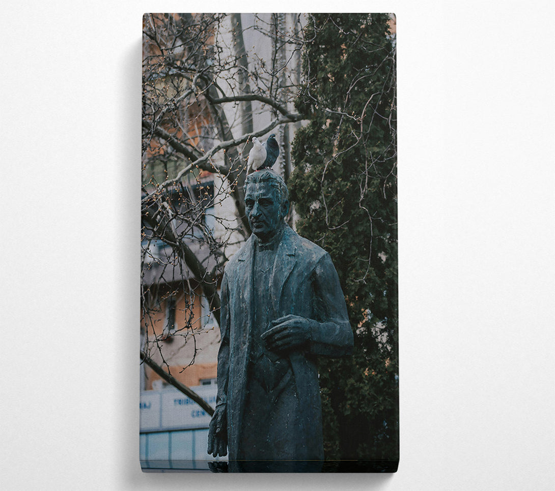  A Canvas Print of Bronze Statue With Birds Canvas Print