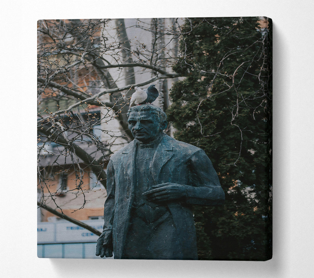  A Canvas Print of Bronze Statue With Birds Canvas Print