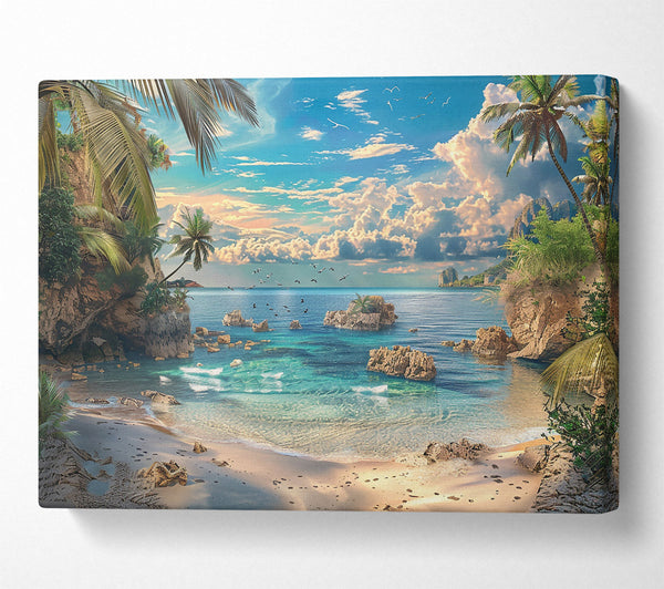  A Canvas Print of Azure Coastal Serenity Canvas Art