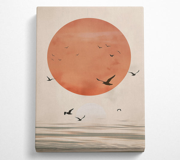  A Canvas Print of Salmon Sunset Flight Canvas Wall Art