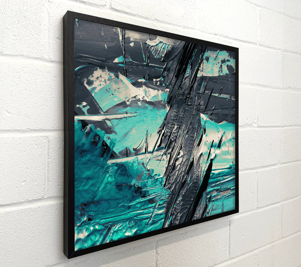 Teal And Black Abstract