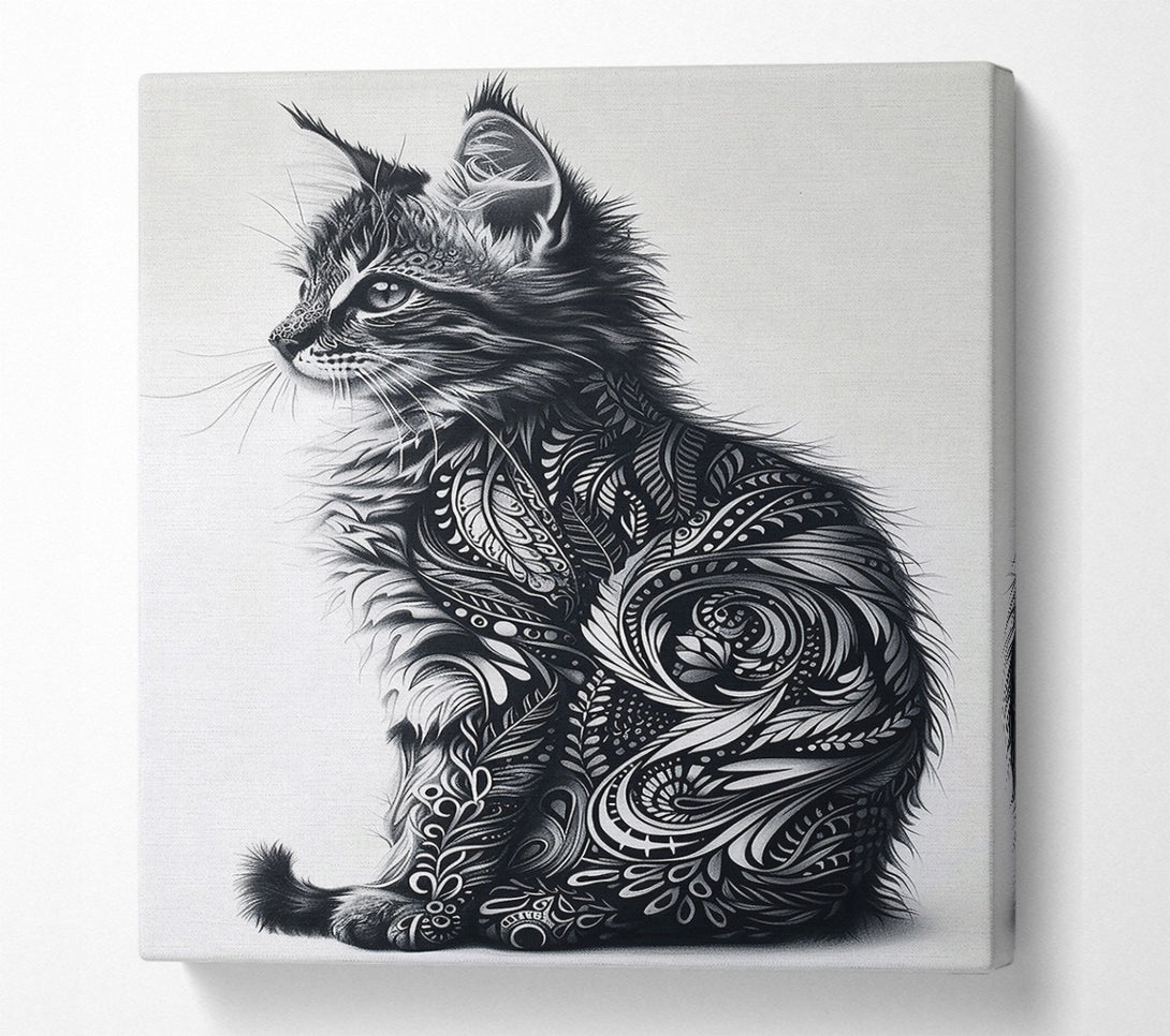  A Canvas Print of Black Feline Flourish Canvas Print