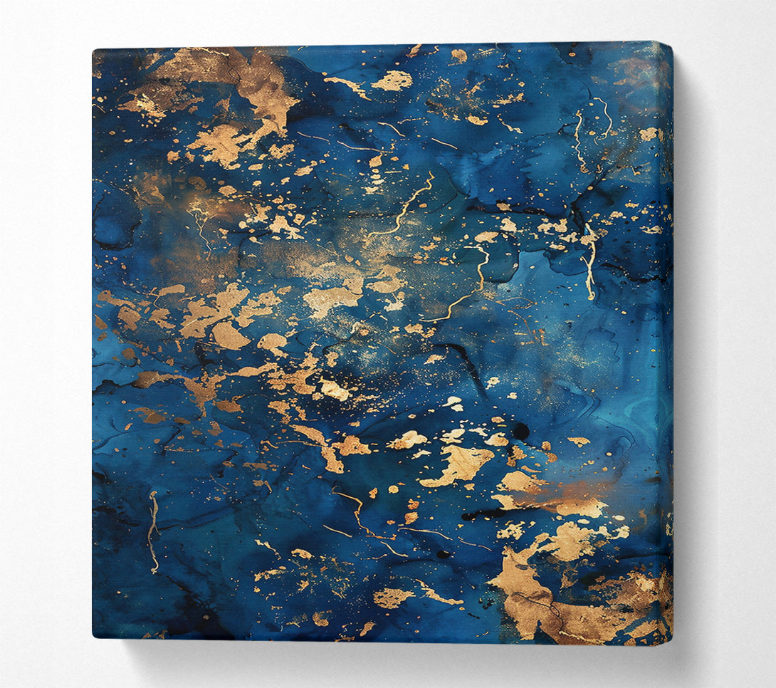  A Canvas Print of Azure Gold Swirls Canvas Art