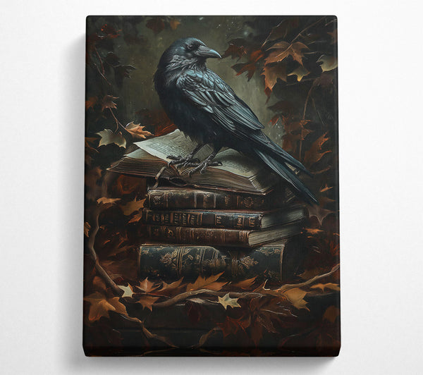  A Canvas Print of Black Raven And Old Books Canvas Print