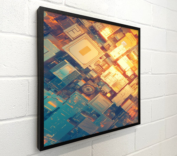Golden Cityscape Grid