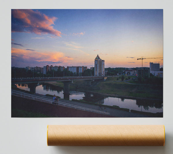 Pink City Bridge Giclee Print