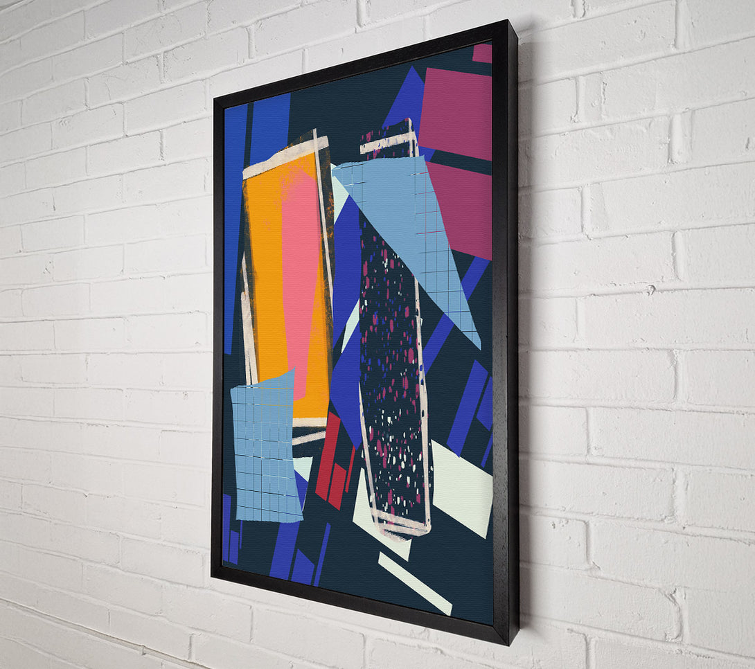  A Canvas Print of Blue Grid Collage Canvas Wall Art