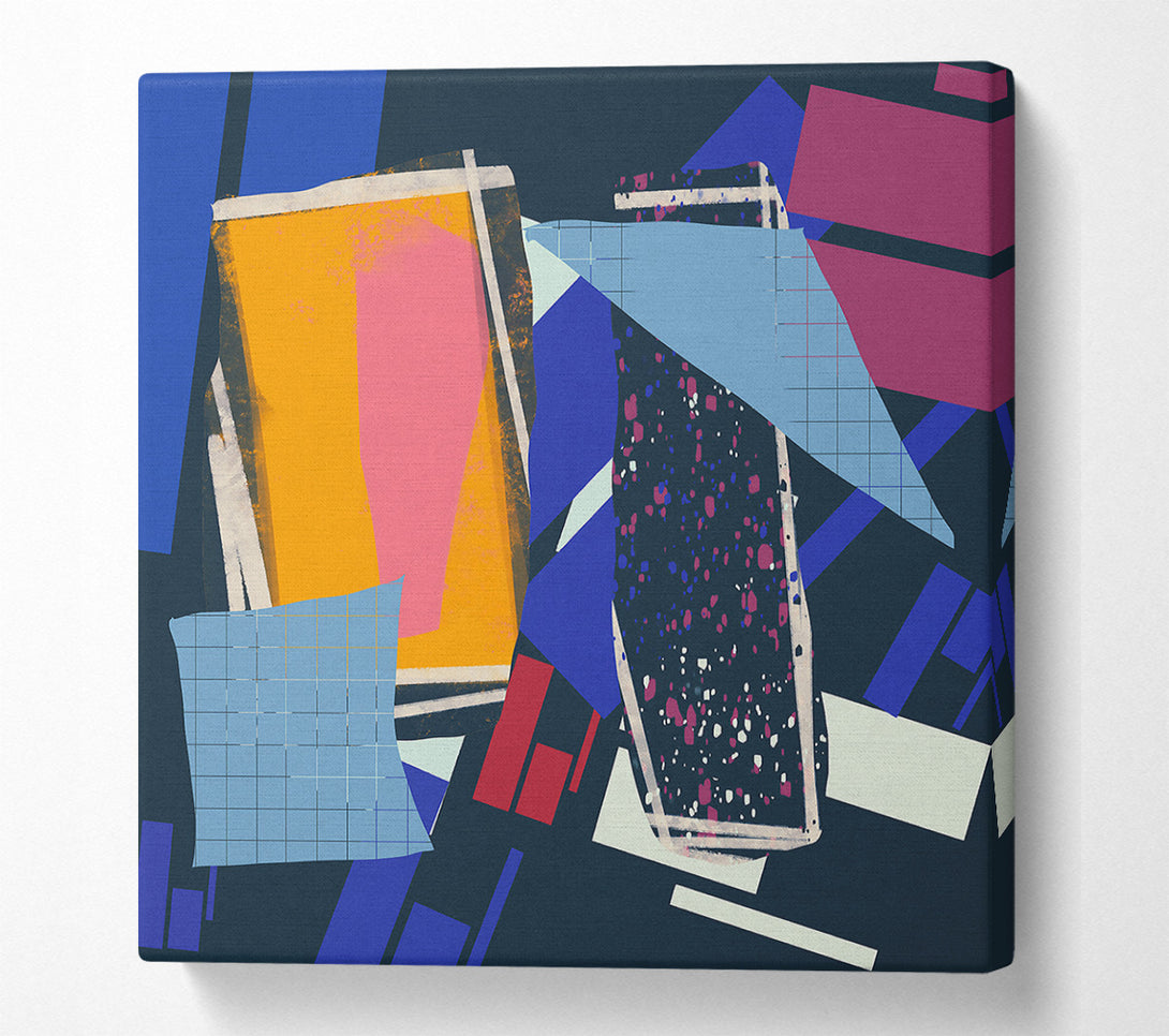  A Canvas Print of Blue Grid Collage Canvas Wall Art
