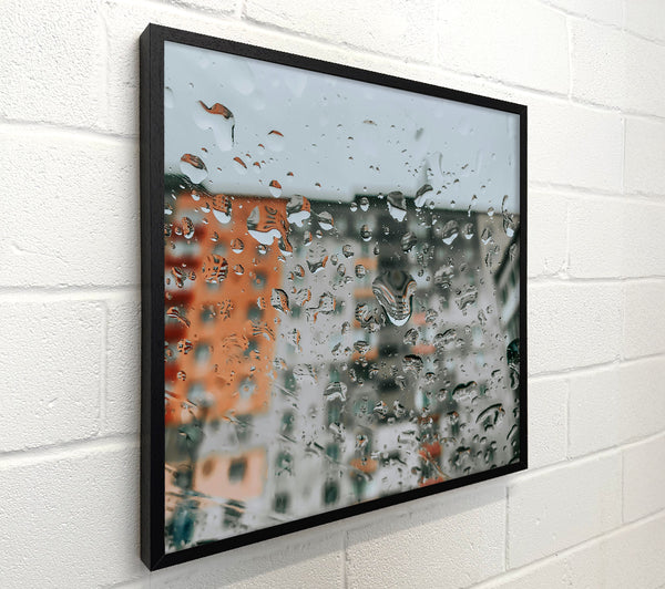 Orange Raindrops On Glass