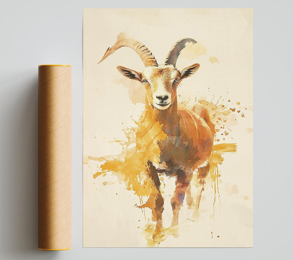Golden Mountain Goat. Giclee Print