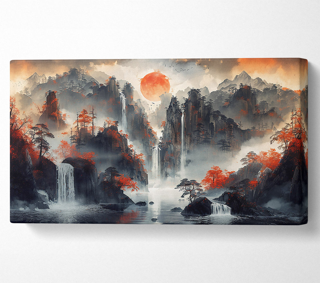  A Canvas Print of Crimson Mountain Falls Canvas Wall Art