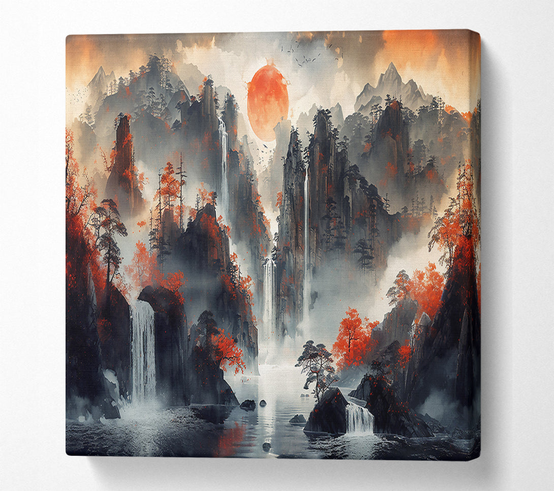  A Canvas Print of Crimson Mountain Falls Canvas Wall Art