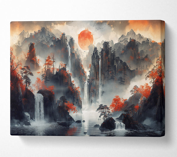  A Canvas Print of Crimson Mountain Falls Canvas Wall Art