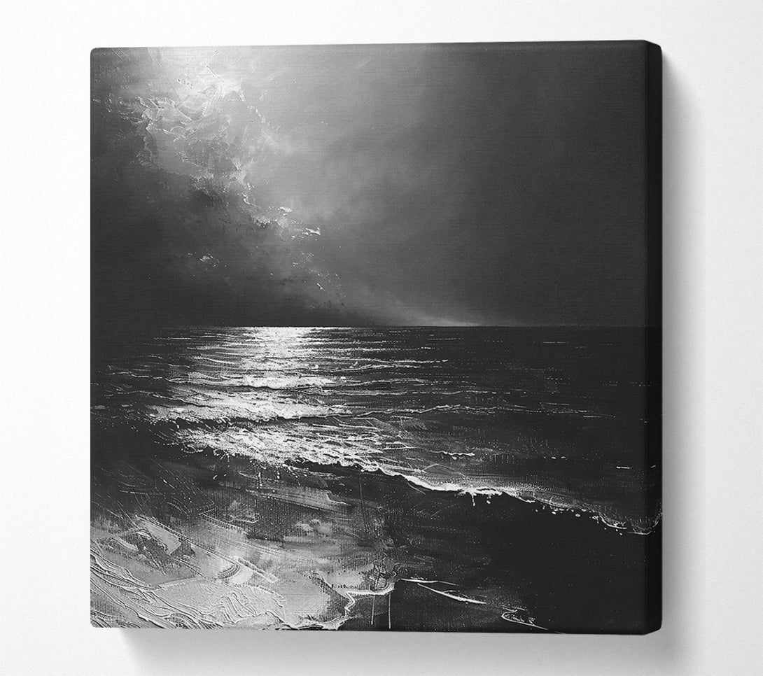  A Canvas Print of Silver Light On Black Sea Canvas Art