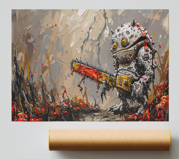 Bloodstained Yellow Chainsaw Print