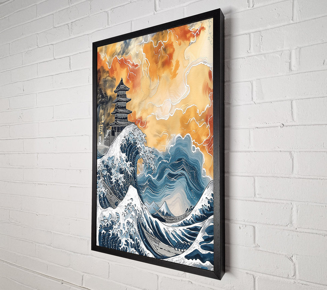  A Canvas Print of Golden Wave Crashing Canvas Art