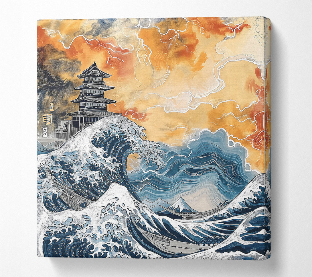  A Canvas Print of Golden Wave Crashing Canvas Art