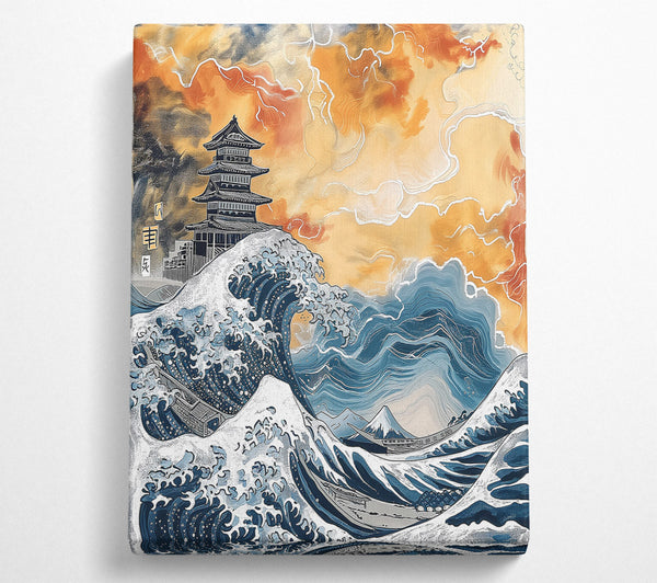  A Canvas Print of Golden Wave Crashing Canvas Art
