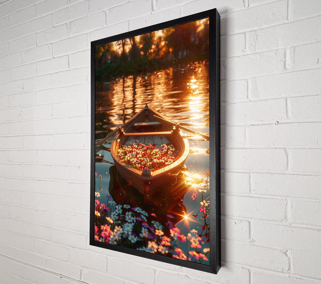  A Canvas Print of Golden Floral Boat Ride. Canvas Wall Art