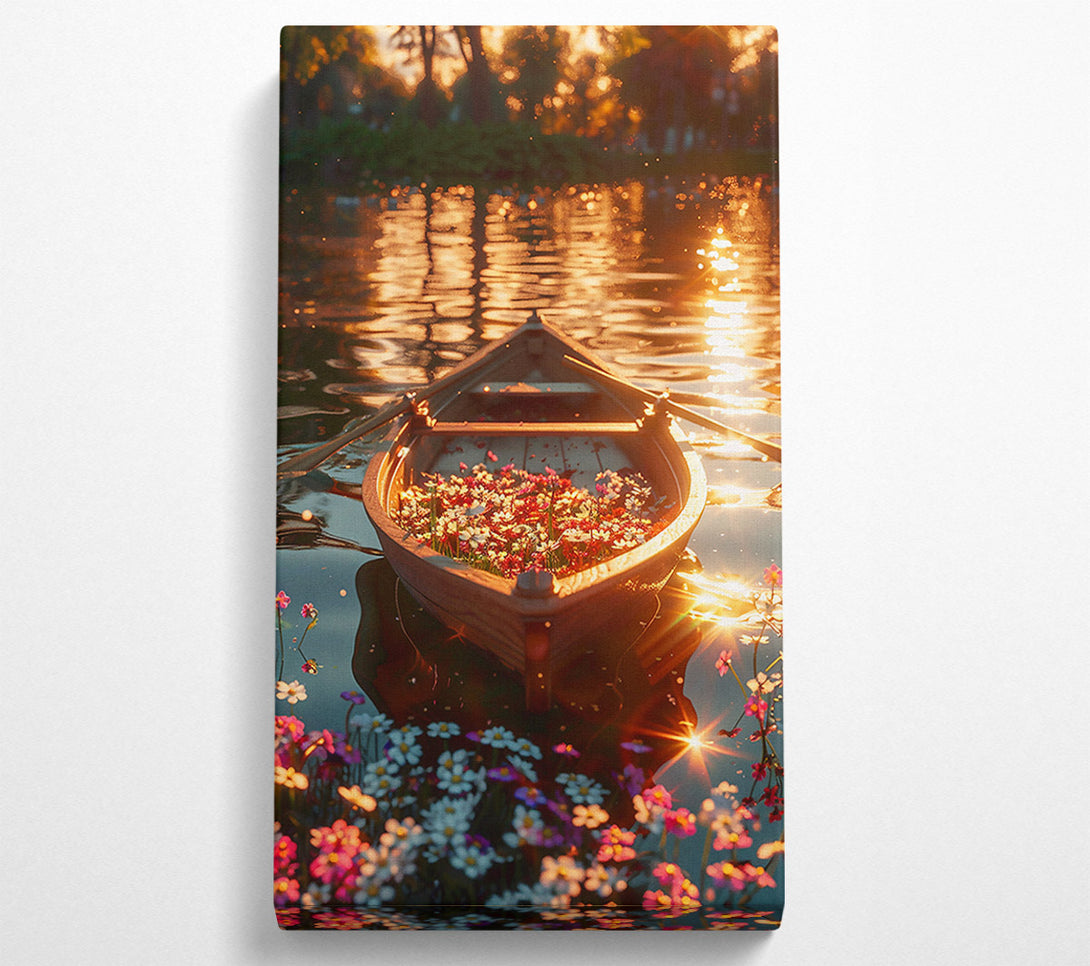  A Canvas Print of Golden Floral Boat Ride. Canvas Wall Art