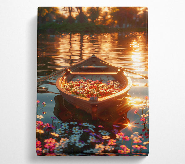 A Canvas Print of Golden Floral Boat Ride. Canvas Wall Art