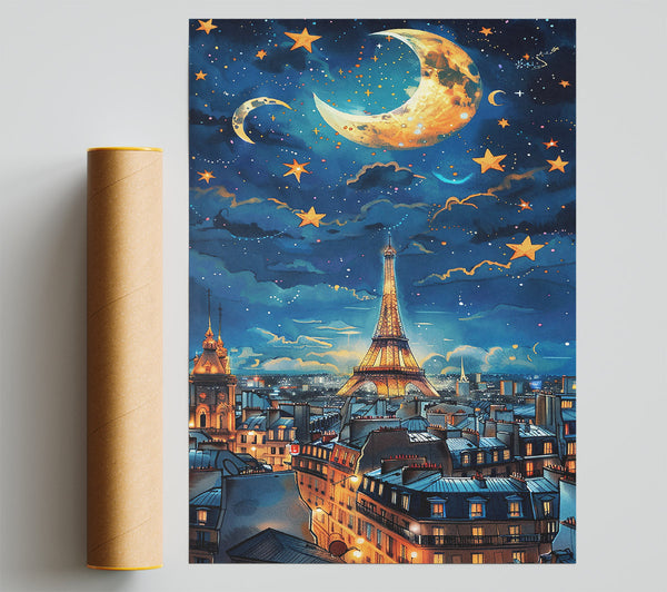 Golden Night In Paris Print